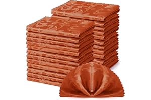 Horbaunal 24 Pack Damask Cloth Napkins 17 x 17 Inch, Jacquard Table Cloth Napkins Set of 24 Square Satin Napkins Fabric Dinne