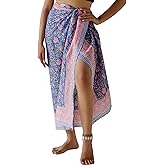 100% Cotton Sarong Coverup for Women Indian Hand Block Print Swimsuit Pareo Wrap Skirt Beach Bikini Cover Up Long (73" x 43")