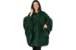 PAVILIA Angel Wrap Hooded Blanket Poncho, Wearable Blanket Throw Wrap Poncho for Women Adult, Cozy Fluffy Sherpa Shawl Cape