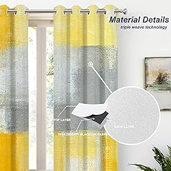 Batmerry Grey Abstract Art Blackout Curtains for