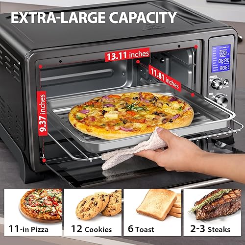 TOSHIBA AC25CEW-BS Large 6-Slice Convection Toaster Oven Countertop, 10-In-One with Toast, Pizza and Rotisseri