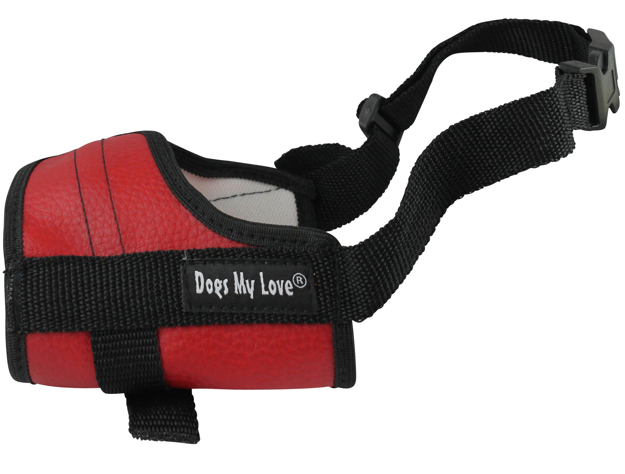 Adjustable Dog Muzzle 6 Sizes Red (XXS: 4.5"-6.5" Snout Circumf.)