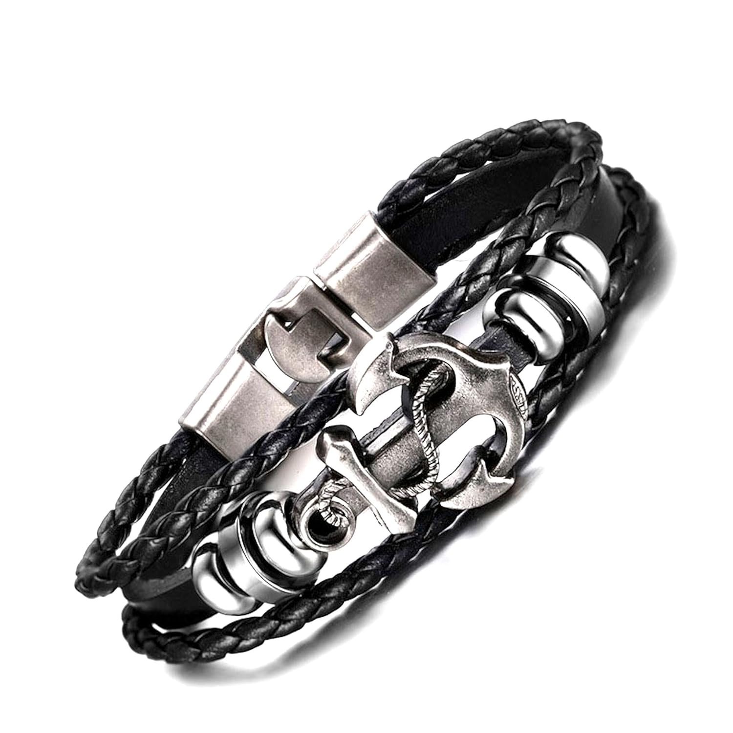 under 499 anchor charm leather wrap multi strand stylish bracelet-bracelets. daily-party-casual wear fashion jewellery by hot and bold.