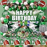Football Birthday Party Decorations for Boys Girls - Premium Football Party Supplies Kit - Includes Banner, Tablecloth, Backdrop, Balloons, Cake Toppers, Tattoos