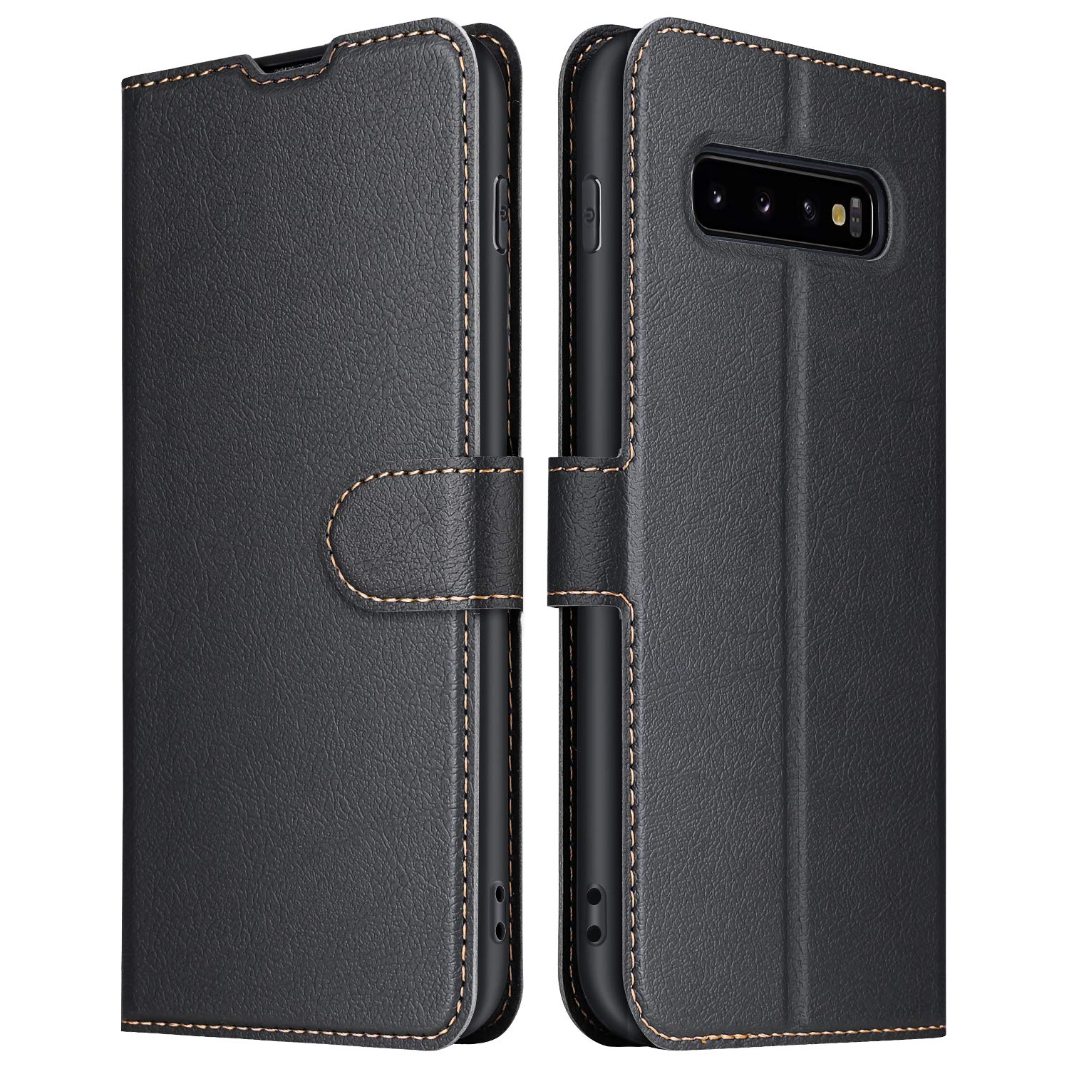 ELESNOW Phone Case for Samsung Galaxy S10, Flip Wallet PU Leather Card Holder with RFID Blocking Magnetic Closure Stand Cover for Samsung Galaxy S10 (Black)