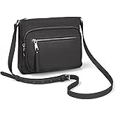 befen Genuine Leather Crossbody Bags for Women Medium Size RFID Blocking Leather Purse for Women with Multi Zip Pockets