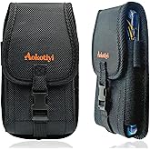 Nylon Cell Phone Pouch Belt Holster Compatible with iPhone 16 Plus/Pro Max/15 Plus, Galaxy S24/S25 Ultra Durable Canvas Phone Holder with Belt Loop for Phones with Otterbox Case (Large)