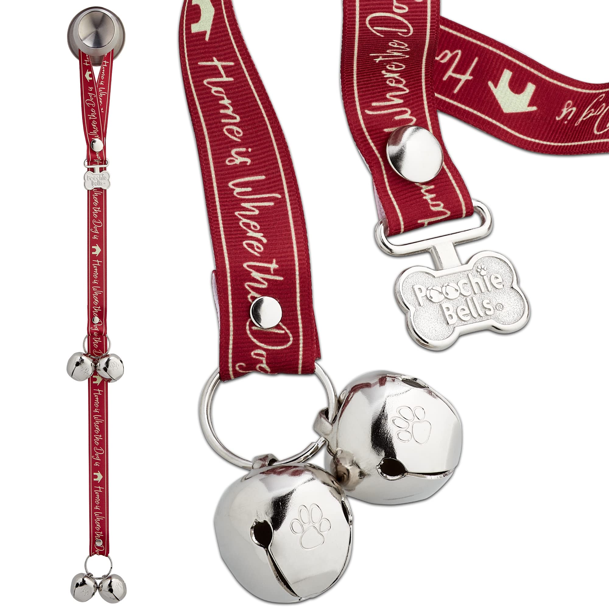 Poochiebells - Dog Bells Toilet Training - Dog Bell for Door Potty Training - Barking Dog Doorbell - Dog Door Bells and Training Bells - Dog Toilet Training Bell (Home is where the dog is Design)