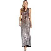 R&M Richards Ombre Foil Knit Wrap-Front Long Gown