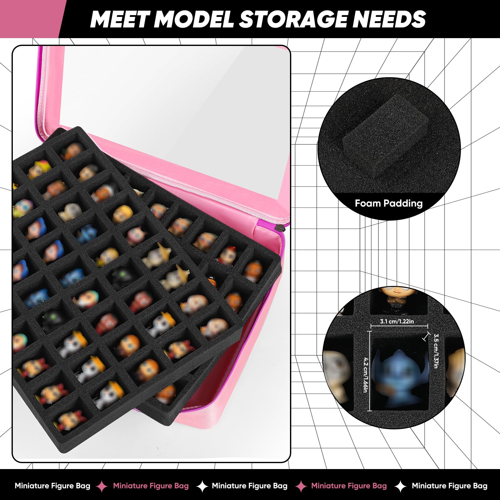Condition photo showing As Is for minahao toy storage case compatible with disney doorables collectible mini figures.toys display bag