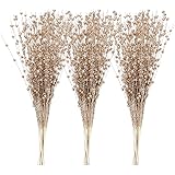 Sea Team 24-Pack Artificial Glitter Berry Stem Ornaments, Decorative Bead Sticks, Glittery Twigs, Picks, Branches for Christm
