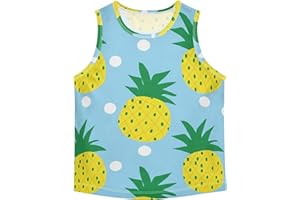 Boys Tank Tops Toddlers Funny Tshirts for Kids Yellow Pineapples Light Blue Athletic Sleeveless Youth Muscle Tees 3t