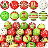 Hiboom 60 Pcs Christmas Stress Balls 2.5 Inch Foam PU Stress Balls Xmas Colorful Candy Cane Lollipop Peppermint Squeezes for Boys Girls Party Favors Stocking Stuffers Gifts (Green Red Stripe)