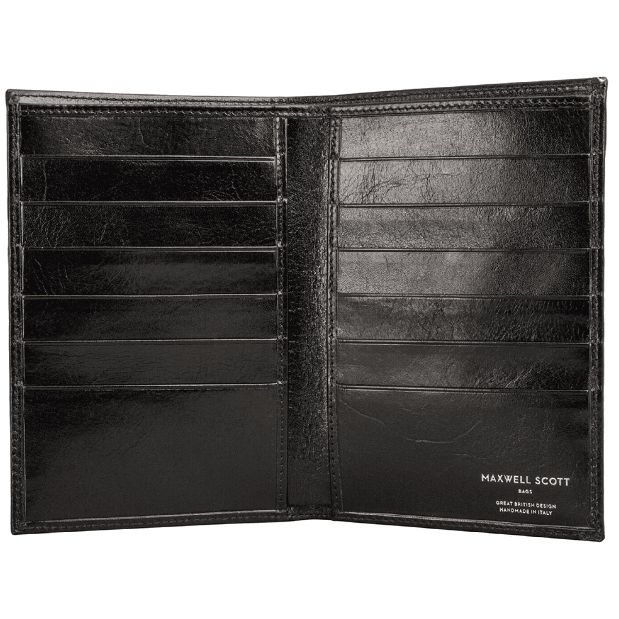 Maxwell Scott - Mens Luxury Leather Tall Bifold Jacket Dress Wallet for Pocket - Made in Italy - The Pianillo Black
