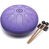 Steel Tongue Drum 6 Inch 8 Notes Musical Instrument, Rain Drum Style Gift | Adults &amp; Beginners Percussion for Music Education, Relaxation, Meditation, Calming (Lavender)