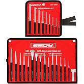 25-Piece Punch and Chisel Set with Roll Pin Punches, Includes Taper, Pin, Center Punches &amp; Cold Chisels for Metalworking, Automotive, and Craft Use
