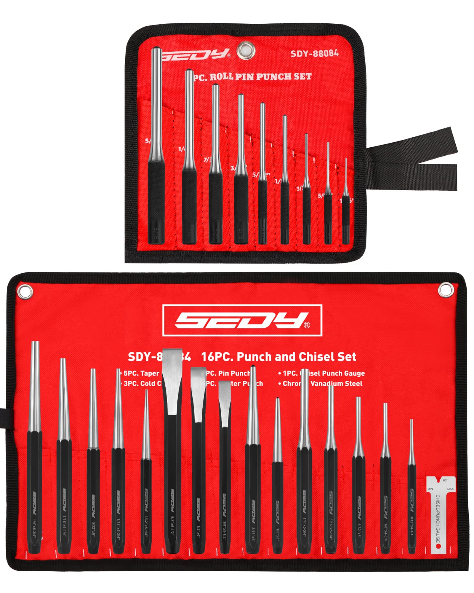 Photo 1 of 25-Piece Punch and Chisel Set with Roll Pin Punches, Includes Taper, Pin, Center Punches & Cold Chisels for Metalworking, Automotive, and Craft Use