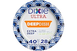 Dixie Ultra, Deep Dish Paper Plates, 28 Oz, 40 Count, Heavy Duty, Microwave-Safe, Soak-Proof, Cut Resistant, Disposable Plates For Heavy, Messy Meals