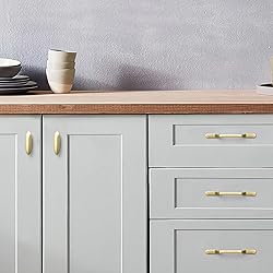 Goo-Ki 6 Pack Brushed Brass Cabinet Handle Drawer