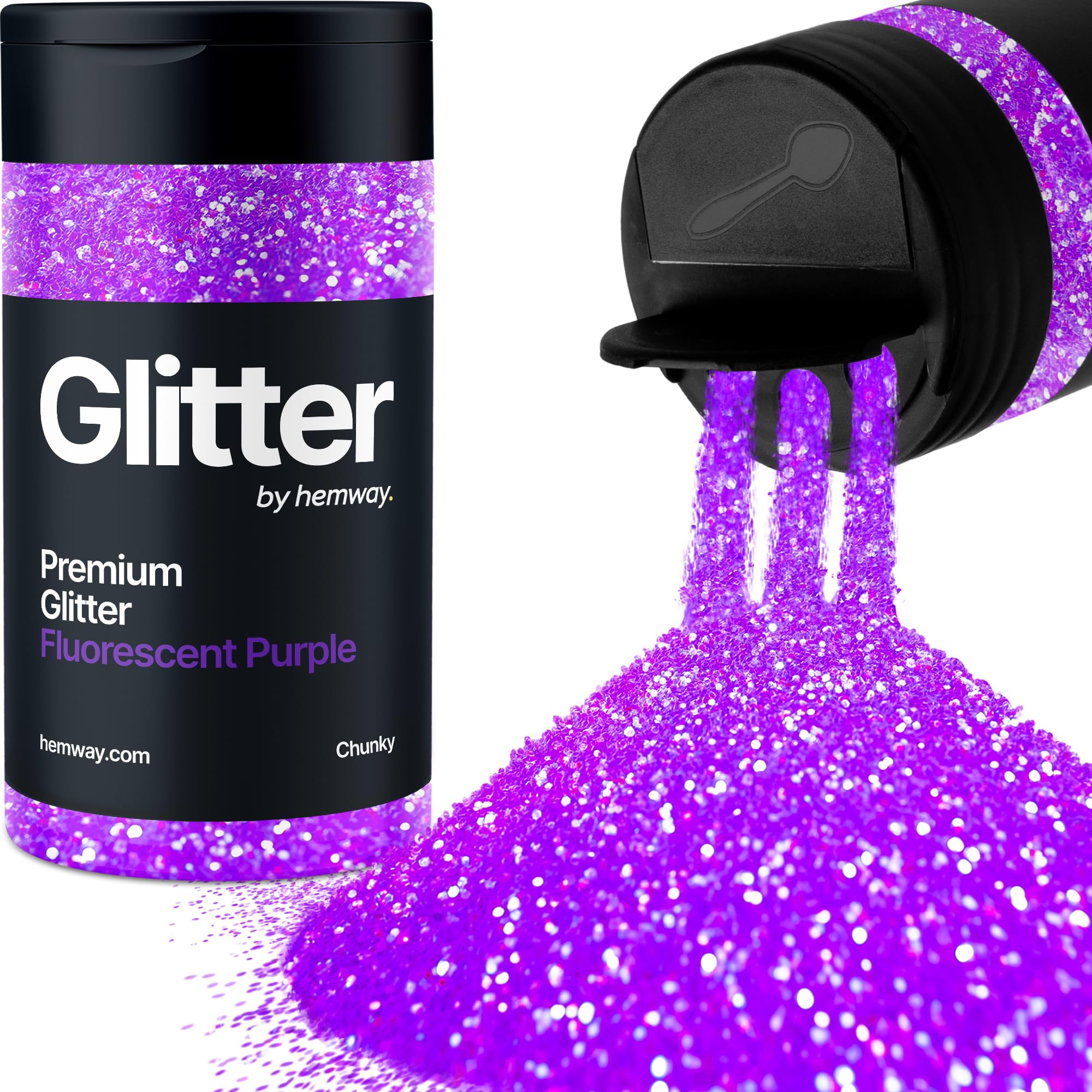 Fluorescent Purple Glitter Shaker, 130g Chunky Glitter, Crafts 1/40" Metallic Flake Purple Sequins, Resin & Epoxy Crafts, Decorating, Halloween, Christmas Nail, Face, Hemway