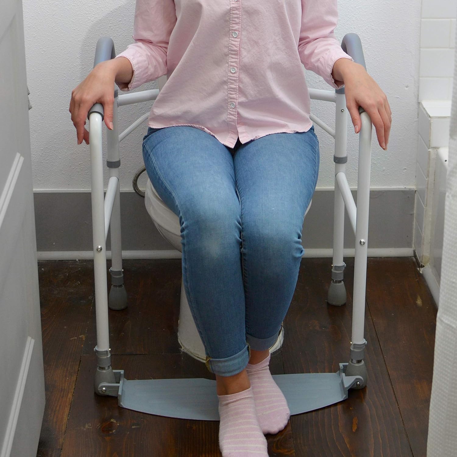 Toilet Safety Frame & Rail - Folding & Portable Bathroom Toilet Safety Rails - Handrail Toilet Bars with Adjustable Height (White): Kitchen & Dining