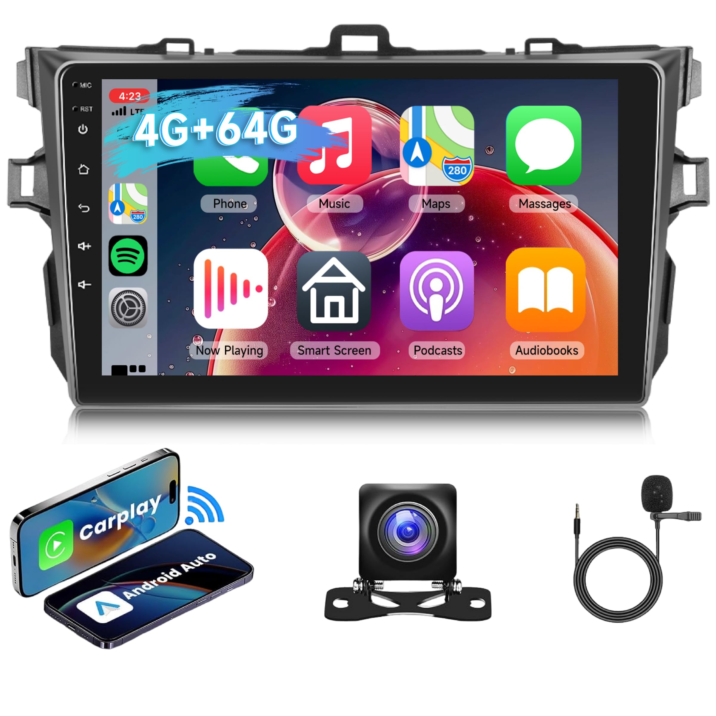 Photo 1 of [4G+64G] Android Car Stereo for Toyota Corolla 2009-2013 Radio with Wireless Carplay Android Auto Radio, Hodozzy 9 inch Touch Screen with GPS, Mirror Link, Bluetooth, WiFi, DSP, FM/RDS Radio