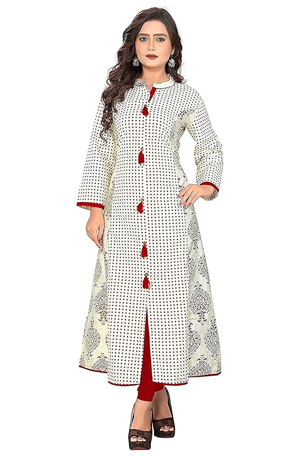 fabdiamond women's cotton a-line kurti(xl-size)