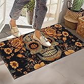Sugar Skull Indoor Doormat, Non-Woven Fabrics Non Slip Floor Mat 17x29.5 in Area Rug Quick Absorbent Entrance Rug Front Door Mat, Welcome Mats Entryway Rug Doormats for Kitchen Home Bedroom