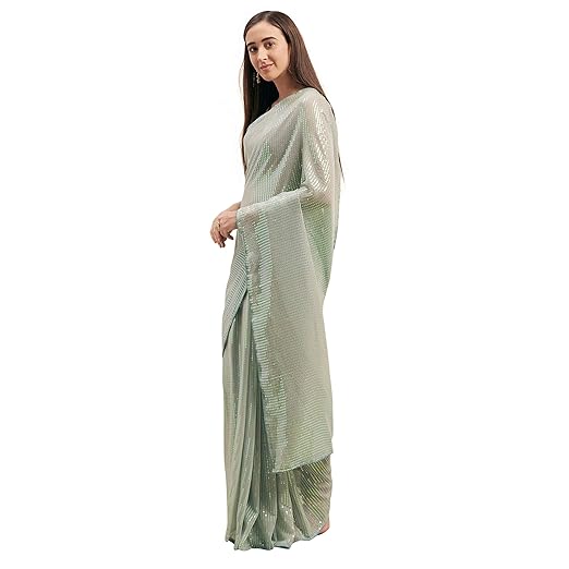 Womanista Georgette with Blouse Piece Saree (TI1272_Light Blue_OneSize)