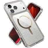 Speck Presidio LUX for iPhone 17 Pro Max Case, MagSafe-Compatible, Slim Protective Case, Glitter/Gold Metallic