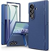 SSLOTSCASE for Samsung Galaxy Z Fold 7 Case Slim, Stand & Hinge Protection & Screen Protector, Hidden Kicktand, Lightweight Rugged Full-Body Protective Phone Case Cover for Galaxy Z Fold 7 2025, Blue