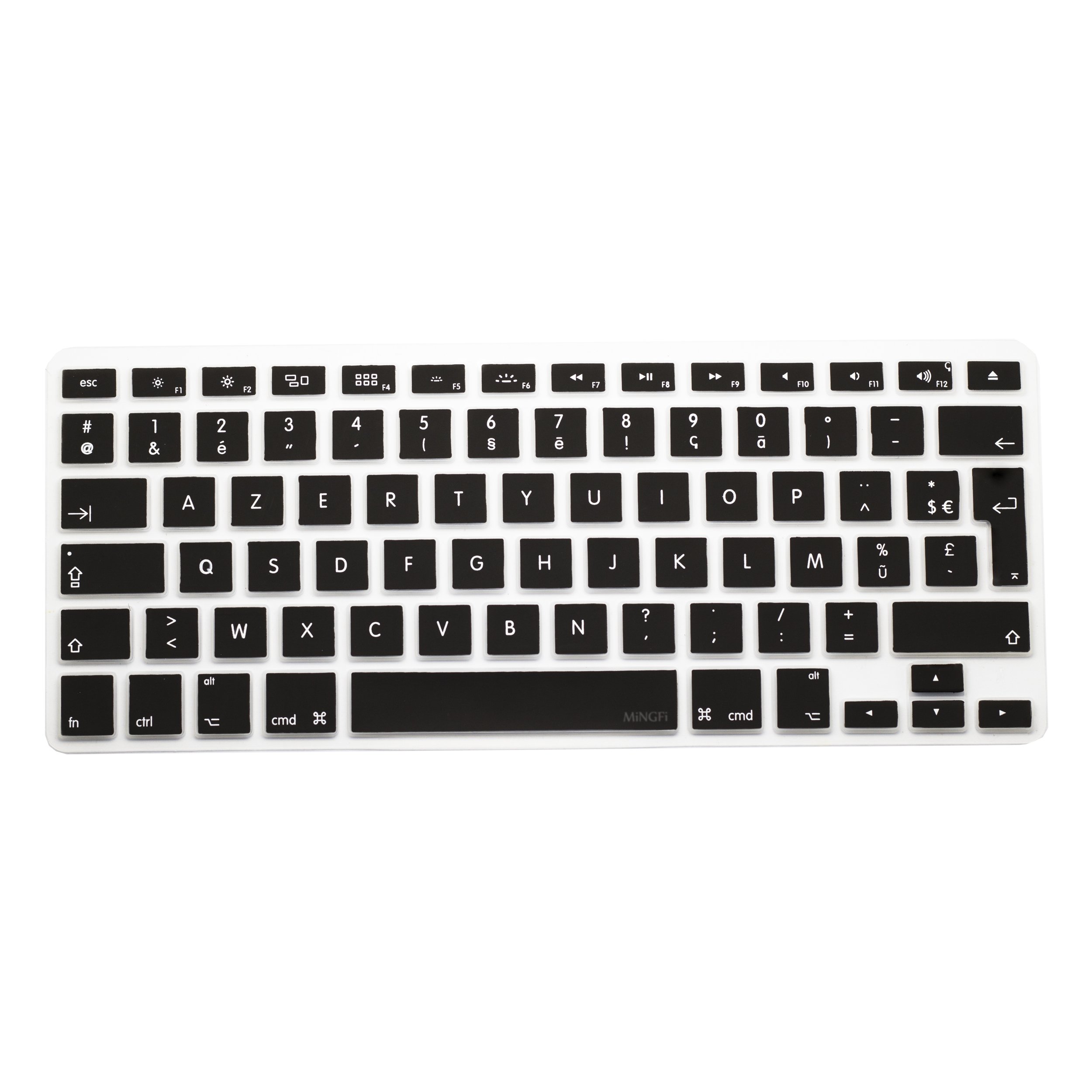 MiNGFi Silicone French AZERTY Keyboard Cover for MacBook Pro 13" A1278/A1425/A1502(2008–2017) Air 13" A1369/A1466(2010–2017) Pro 15" A1398/A1286(2008–2015) Pro 17" A1297(2011) EU/ISO Layout - Black