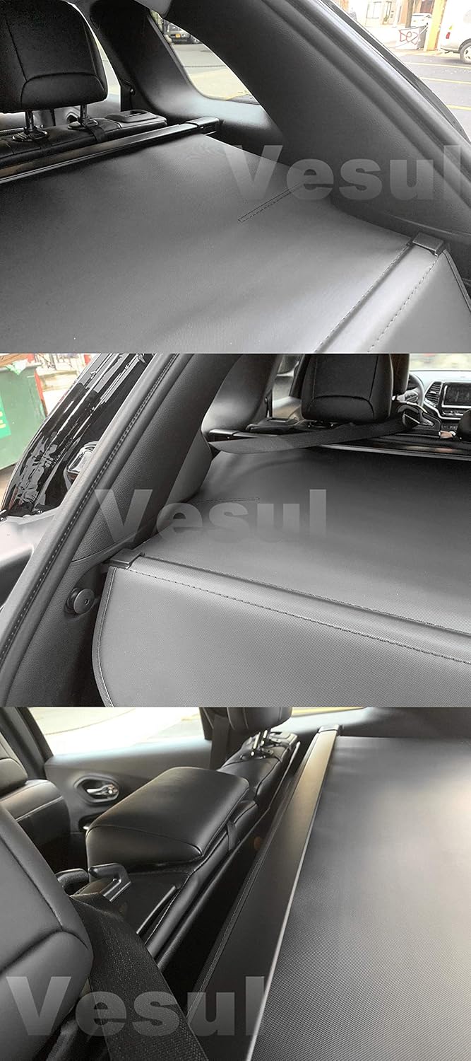 Vesul Black Tonneau Cover Retractable Rear Trunk Cargo Luggage Security Shade Compatible With Jeep Cherokee 2019 Only Cargo Shade Fits On Cherokee 2019 Only Tonneau Covers Automotive