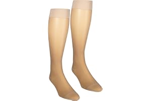 NuVein Sheer Compression Stockings, 15-20 mmHg Support, Women's Medium Denier Nylons, Knee High, Closed Toe, Beige, Large