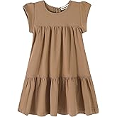 Youwon Girls Dress Short Sleeve Solid Color Tunic A-Line Tiered Swing Dress 2-6 7-16