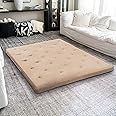 ZonLi Japanese Floor Futon Mattress Twin Size 39"x 80",100% Cotton 4'' Thicken Tatami Mattress,Foldable Sleeping Pad,Portable Dormitory Tatami Mat,Roll Up Floor Lounger Bed for Adult (Khaki)