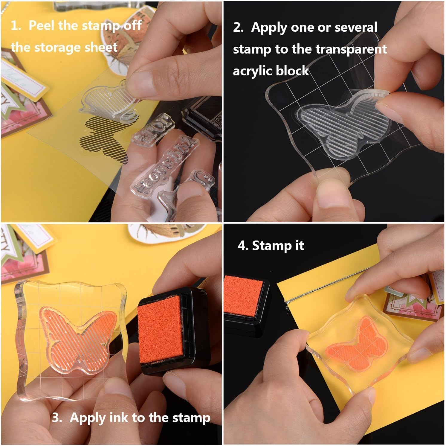 Whaline 4 Pieces Stamp Blocks with Grid and Grip - Image 5