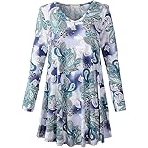 LARACE Long Sleeve Tunics Tops Plus Size for Women V Neck Loose Fit Flowy Clothing for Leggings