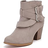 Luoika Women's Wide Width Ankle Boots, Extra Wide Mid Heel Side Zipper Booties.