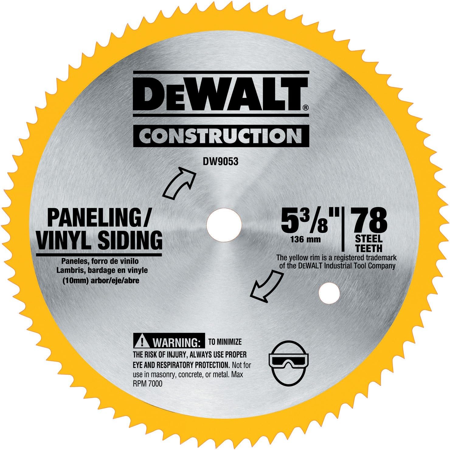 DEWALT DW9053 5-3/8-Inch 80 Tooth Paneling and Vinyl Cutting Steel Saw