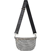 Zyberion Woven Crossbody Bag for Women, Checkered PU Bum Bag Sling Purse with Adjustable Strap for Travel, Festivals