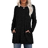 XIEERDUO Long Sleeve Shirts for Women Crewneck Tunic Tops Loose Fit Dressy Womens Sweaters with Pockets Fall Fashion 2025