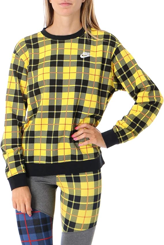 Amazon.com: Nike Womens NSW Crew Fleece AOP Plaid Womens CI5041-703 Size L: Clothing