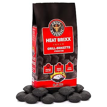 Grill Republic Premium Grill Holzkohle Briketts mit Heisser Glut und Langer Brenndauer | Schnelles und Sicheres Anzünden | 10