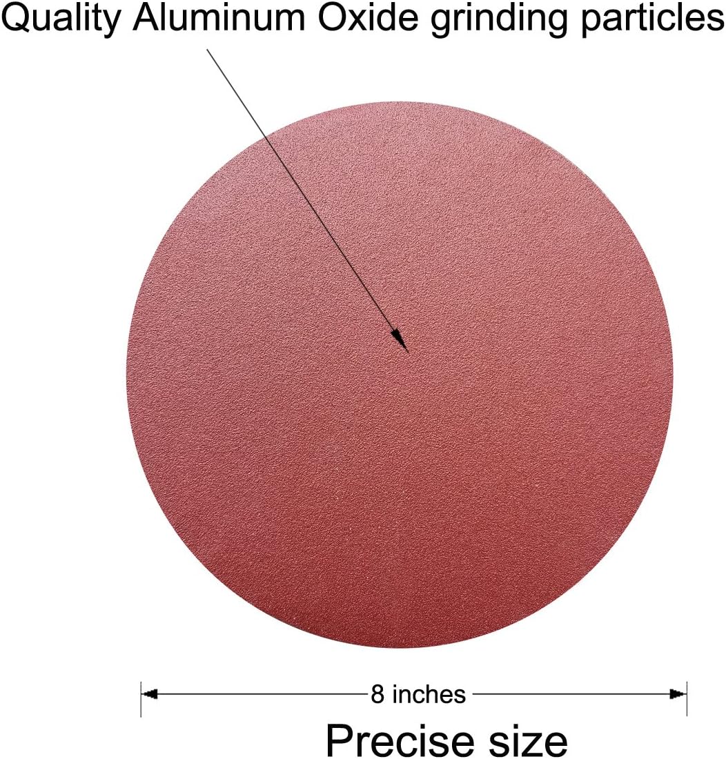 Sackorange 50 PCS 8-Inch NO-Hole PSA Aluminum Oxide Sanding Disc, Self Stick(5 Each of 120 180 240 320 400 600 800 1000 1500 2000) - - 