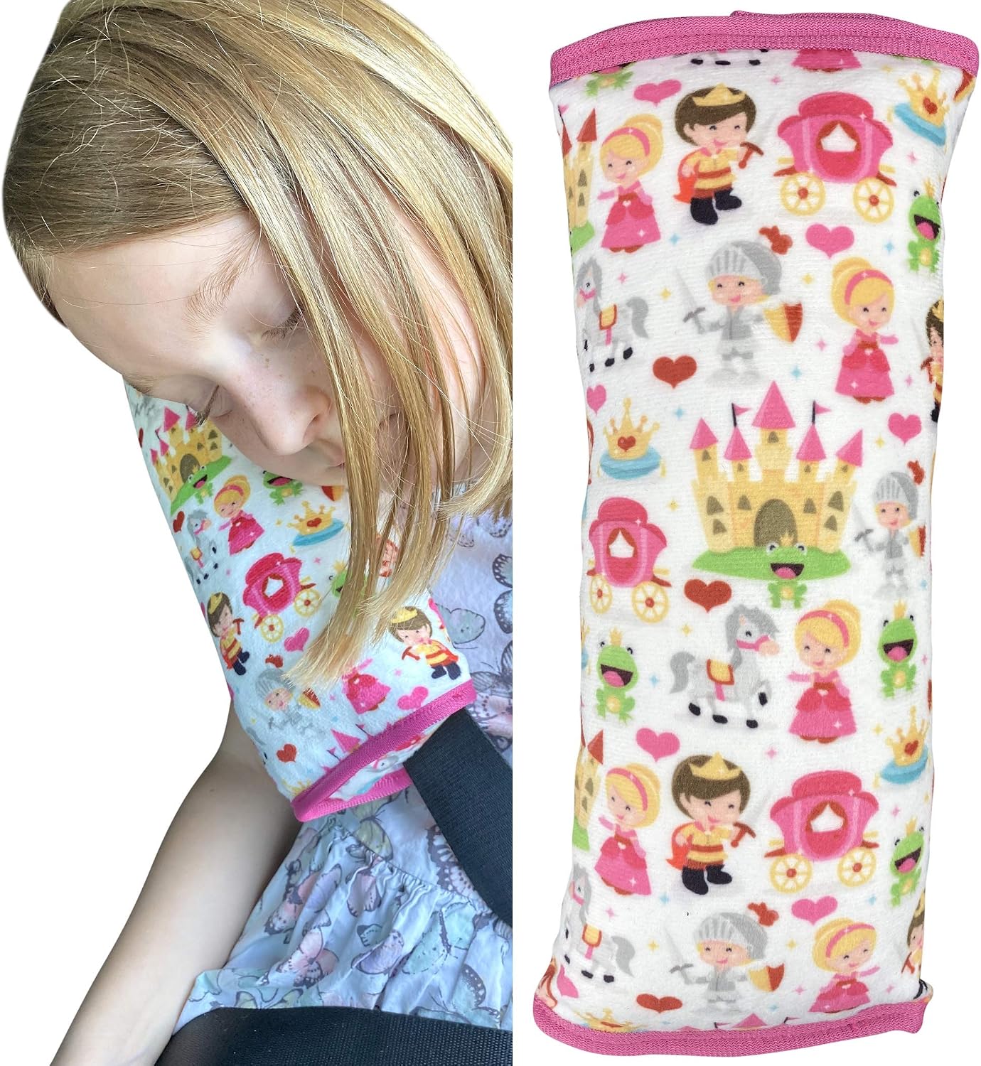 HECKBO princess prince car seatbelt pillow for children, machine washable