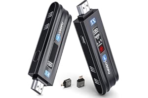 2026 Upgraded Wireless HDMI Transmitter and Receiver, 4K Decode 1080P Output & LED Display, 2.4G/5G HDMI Wireless Extender fo