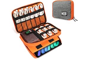 Luxtude Electronics Organizer, Portable Cable Organizer Bag for iPad 7.9'', Double Layer Travel Tech Bag&Cord Storage, Compact Cord Case&Charger Pouch,Electronics Carring Case for Phone/USB/SD