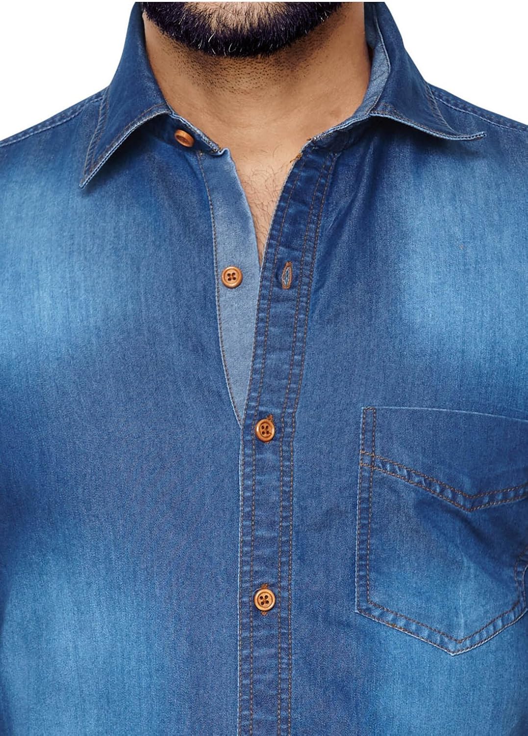 true united dark blue casual denim shirt for men