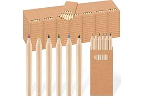 Faccito 100 Packs Mini Drawing Colored Pencils for Kids 3.5 Inch Portable Short Fat 6 Different color Pre Sharpened Pencils in Bulk for Children Painting Classroom School Supplies